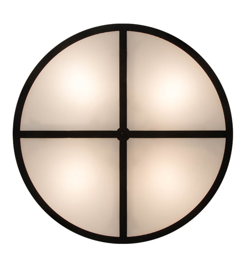 Meyda Lighting Smythe Craftsman 30" 4-Light Solar Black Semi-flush Mount Light With White Statuario Idalight Shade Glass