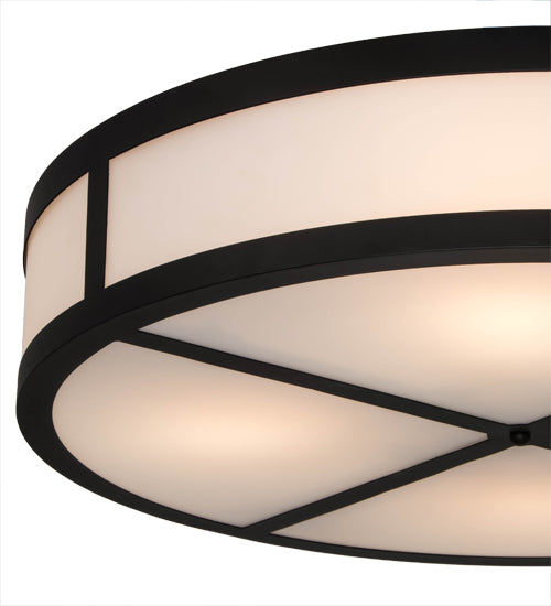 Meyda Lighting Smythe Craftsman 30" 4-Light Solar Black Semi-flush Mount Light With White Statuario Idalight Shade Glass