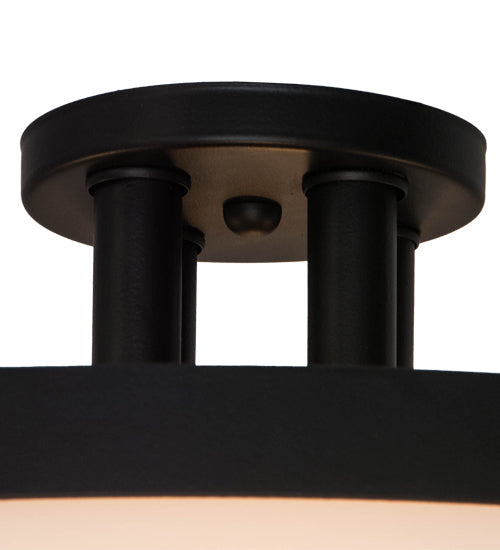 Meyda Lighting Smythe Craftsman 30" 4-Light Solar Black Semi-flush Mount Light With White Statuario Idalight Shade Glass