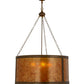 Meyda Lighting Smythe Craftsman 32" 4-Light Antique Copper Inverted Pendant Light With Amber Mica Shade Glass