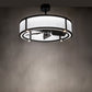Meyda Lighting Smythe Craftsman 36" 4-Light Old Wrought Iron Chandelier With White Egg Shell Shade and Fan