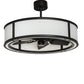 Meyda Lighting Smythe Craftsman 36" 4-Light Old Wrought Iron Chandelier With White Egg Shell Shade and Fan