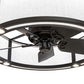 Meyda Lighting Smythe Craftsman 36" 4-Light Old Wrought Iron Chandelier With White Egg Shell Shade and Fan