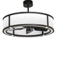 Meyda Lighting Smythe Craftsman 36" 4-Light Old Wrought Iron Chandelier With White Egg Shell Shade and Fan