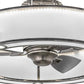 Meyda Lighting Smythe Craftsman 36" 5-Light LED Polished Stainless Steel Chandelier With White Shade Glass and Fan