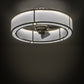 Meyda Lighting Smythe Craftsman 36" 5-Light LED Polished Stainless Steel Chandelier With White Shade Glass and Fan