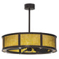 Meyda Lighting Smythe Craftsman 37" 16-Light Mahogany Bronze Chandelier With Amber Mica Shade Glass and Fan