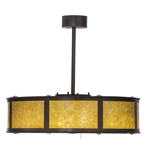 Meyda Lighting Smythe Craftsman 37" 16-Light Mahogany Bronze Chandelier With Amber Mica Shade Glass and Fan