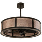 Meyda Lighting Smythe Craftsman 37" 4-Light Timeless Bronze Chandelier With Silver Mica Shade Glass and Fan