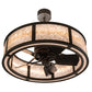 Meyda Lighting Smythe Craftsman 37" 4-Light Timeless Bronze Chandelier With Silver Mica Shade Glass and Fan