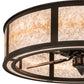 Meyda Lighting Smythe Craftsman 37" 4-Light Timeless Bronze Chandelier With Silver Mica Shade Glass and Fan