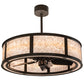 Meyda Lighting Smythe Craftsman 37" 4-Light Timeless Bronze Chandelier With Silver Mica Shade Glass and Fan