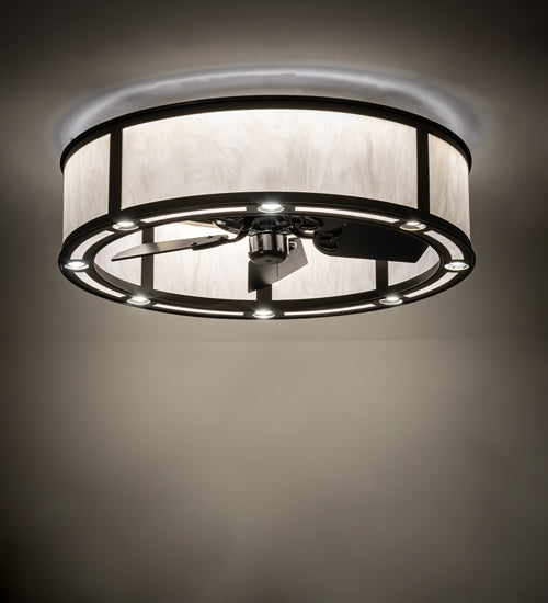 Meyda Lighting Smythe Craftsman 37" 8-Light Bronze Chandelier With Whitestone Idalight Shade and Fan