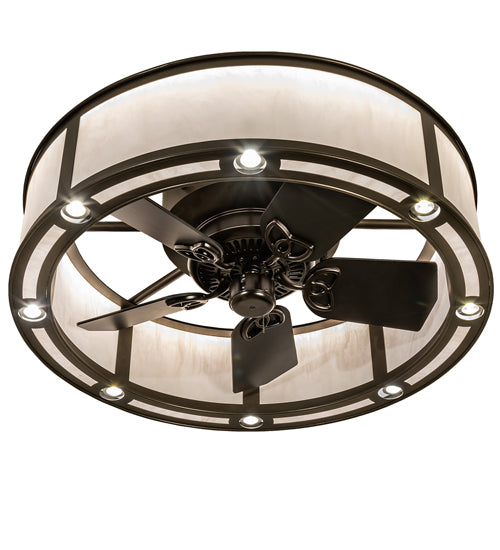 Meyda Lighting Smythe Craftsman 37" 8-Light Bronze Chandelier With Whitestone Idalight Shade and Fan