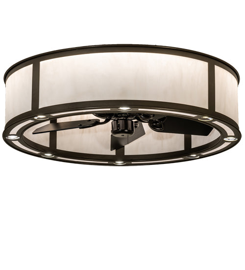 Meyda Lighting Smythe Craftsman 37" 8-Light Bronze Chandelier With Whitestone Idalight Shade and Fan