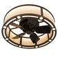 Meyda Lighting Smythe Craftsman 37" 8-Light Mahogany Bronze Chandelier With Beige Sahara Taupe Idalight Shade and Fan