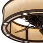 Meyda Lighting Smythe Craftsman 37" 8-Light Mahogany Bronze Chandelier With Beige Sahara Taupe Idalight Shade and Fan