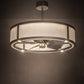 Meyda Lighting Smythe Craftsman 37" LED Light Sandstone Chandelier With White Eggshell Textrene Shade and Fan