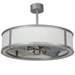 Meyda Lighting Smythe Craftsman 37" LED Light Sandstone Chandelier With White Eggshell Textrene Shade and Fan