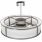 Meyda Lighting Smythe Craftsman 37" LED Light Sandstone Chandelier With White Eggshell Textrene Shade and Fan