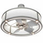 Meyda Lighting Smythe Craftsman 37" LED Light Sandstone Chandelier With White Eggshell Textrene Shade and Fan