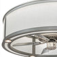 Meyda Lighting Smythe Craftsman 37" LED Light Sandstone Chandelier With White Eggshell Textrene Shade and Fan