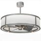 Meyda Lighting Smythe Craftsman 37" LED Light Sandstone Chandelier With White Eggshell Textrene Shade and Fan