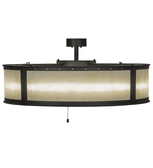 Meyda Lighting Smythe Craftsman 37" LED Oil Rubbed Bronze Chandelier With White Statuario Idalight Shade and Fan