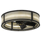 Meyda Lighting Smythe Craftsman 37" LED Oil Rubbed Bronze Chandelier With White Statuario Idalight Shade and Fan