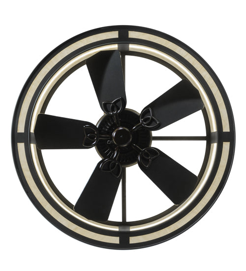 Meyda Lighting Smythe Craftsman 37" LED Oil Rubbed Bronze Chandelier With White Statuario Idalight Shade and Fan