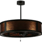 Meyda Lighting Smythe Craftsman 37" LED Strip Oil Rubbed Bronze Chandelier With Amber Mica Shade Glass and Black Fan
