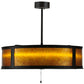 Meyda Lighting Smythe Craftsman 37" LED Strip Oil Rubbed Bronze Chandelier With Amber Mica Shade Glass and Black Fan