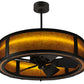Meyda Lighting Smythe Craftsman 37" LED Strip Oil Rubbed Bronze Chandelier With Amber Mica Shade Glass and Black Fan