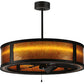 Meyda Lighting Smythe Craftsman 37" LED Strip Oil Rubbed Bronze Chandelier With Amber Mica Shade Glass and Black Fan
