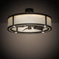 Meyda Lighting Smythe Craftsman 37" Old Wrought Iron Chandelier With Beige Eggshell Textrene Shade and Fan