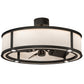 Meyda Lighting Smythe Craftsman 37" Old Wrought Iron Chandelier With Beige Eggshell Textrene Shade and Fan
