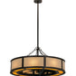 Meyda Lighting Smythe Craftsman 44" 12-Light Mahogany Bronze Maplewood Chandelier With Eggshell Textrene Shade and Fan