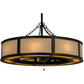 Meyda Lighting Smythe Craftsman 44" 12-Light Mahogany Bronze Maplewood Chandelier With Eggshell Textrene Shade and Fan
