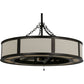 Meyda Lighting Smythe Craftsman 44" 12-Light Mahogany Bronze Maplewood Chandelier With Eggshell Textrene Shade and Fan