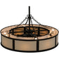 Meyda Lighting Smythe Craftsman 44" 12-Light Mahogany Bronze Maplewood Chandelier With Eggshell Textrene Shade and Fan