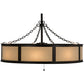 Meyda Lighting Smythe Craftsman 44" 12-Light Mahogany Bronze Maplewood Chandelier With Eggshell Textrene Shade and Fan