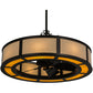 Meyda Lighting Smythe Craftsman 44" 12-Light Mahogany Bronze Maplewood Chandelier With Eggshell Textrene Shade and Fan