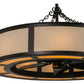 Meyda Lighting Smythe Craftsman 44" 12-Light Mahogany Bronze Maplewood Chandelier With Eggshell Textrene Shade and Fan