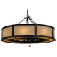 Meyda Lighting Smythe Craftsman 44" 12-Light Mahogany Bronze Maplewood Chandelier With Eggshell Textrene Shade and Fan