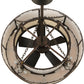 Meyda Lighting Smythe Craftsman 44" 16-Light Mahogany Bronze Maplewood Chandelier With Beige Eggshell Textrene Shade and Fan
