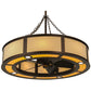 Meyda Lighting Smythe Craftsman 44" 16-Light Mahogany Bronze Maplewood Chandelier With Beige Eggshell Textrene Shade and Fan