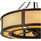 Meyda Lighting Smythe Craftsman 44" 16-Light Mahogany Bronze Maplewood Chandelier With Beige Eggshell Textrene Shade and Fan