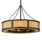 Meyda Lighting Smythe Craftsman 44" 16-Light Mahogany Bronze Maplewood Chandelier With Beige Eggshell Textrene Shade and Fan