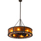 Meyda Lighting Smythe Craftsman 44" 24-Light Dark Roast Chandelier With Amber Mica Shade Glass and Fan