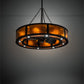 Meyda Lighting Smythe Craftsman 44" 24-Light Dark Roast Chandelier With Amber Mica Shade Glass and Fan